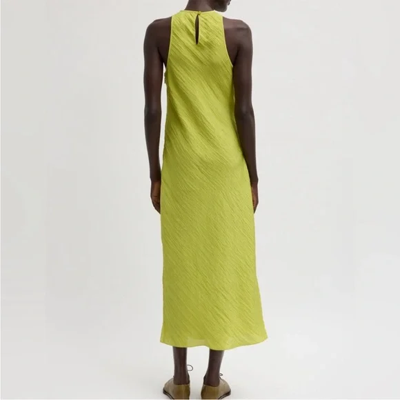 Tibi NWOT The Crinkle Slip Midi Bias Dress - Yellow - Picture 3 of 5
